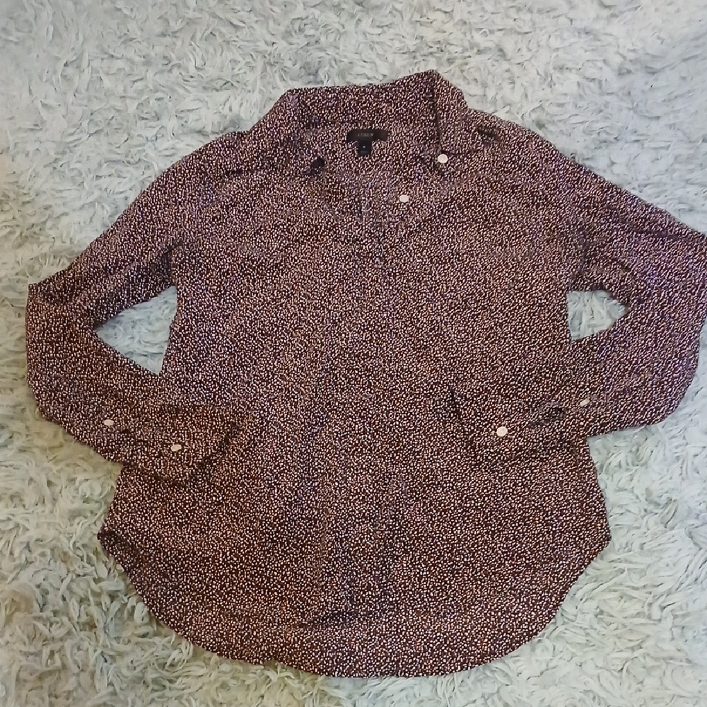 J. Crew Women's 100% Silk Black Button Down Shirt